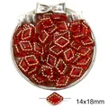 Perles losange en acrylique rouge 14x18mm avec bords dorés pour bijoux DIY - Style Losange (Losange) / Environ 14x18mm / Rouge