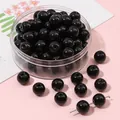 Perles en verre noir poli pour bijoux DIY dans une boîte de rangement transparente - 4mm (environ 100 pièces) / Noir