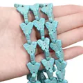Blue synthetic turquoise butterfly loose beads for handmade DIY jewelry bracelets - Small Butterfly / 15x13mm (Approx. 37 Pcs) / Sky Blue
