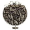 Perle in acrilico oro vintage con rilievo intagliato per creazione gioielli DIY - 11x23mm / Stile Barra Lunga / 50 Pezzi / Nero Dorato