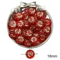 Perles rondes en acrylique rouge 18mm avec gravure florale dorée pour bijoux DIY - Rose Ronde Plate (Rose Ronde Plate) / env. 18mm / Rouge