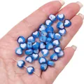 Blue and white acrylic macaron heart beads for handmade jewelry DIY bracelets - Royal Blue White Center