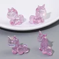 Pink purple iridescent acrylic unicorn beads for DIY jewelry making and pendants - 25x26mm (Hole Approx. 2.5mm, 2 Pcs/Pack) / Transparent Purple