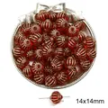 Perles citrouille en acrylique rouge 14x14mm avec rayures dorées pour bijoux DIY - Style Lanterne (Lanterne) / Environ 14x14mm / Rouge
