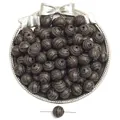Perle tonde piatte in acrilico vintage con motivi geometrici dorati per gioielli fai da te - 12mm / Stile Tondo Decorato / Set da 35 Pezzi / Nero Dorato