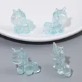 Set of four light blue iridescent acrylic unicorn charms for DIY jewelry making - 25x26mm (Hole Approx. 2.5mm, 2 Pcs/Pack) / Transparent Blue