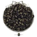 Perline piatte in acrilico vintage nero e oro per creazione di gioielli e bracciali - 8x6mm / Stile Cilindrico con Motivo / 50 Pezzi / Nero Dorato