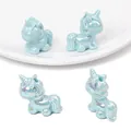 Perles licorne en acrylique bleu clair avec effet nacré pour création de bijoux DIY - 25x26mm (Trou env. 2,5mm, 2 Pcs/Paquet) / Bleu Solide