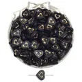 Perline a cuore vintage francesi in nero e oro per gioielli fatti a mano fai-da-te - 15x13mm / Stile Cuore Doppia Faccia / Confezione da 40 / Nero Dorato