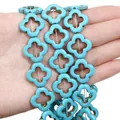 Blue-green synthetic turquoise four-leaf clover charm bead for DIY jewelry making - Hollow Quatrefoil / 20mm (Approx. 20 Pcs) / Sky Blue