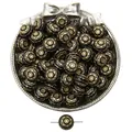 Perle tonde piatte vintage in acrilico nero e oro con motivi floreali per gioielli fai da te - 13mm / Stile Fiore Tondo Piccolo / Set da 35 Pezzi / Nero Dorato