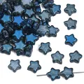 Perline di vetro blu scuro traslucido a forma di stella con finitura opaca per gioielli DIY - 8mm, 10 Pezzi/Conf., Foro circa 1mm / Placcato Blu Notte