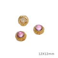 12x12mm goldene Hohlperle mit lila Galaxie-Stein für DIY-Schmuckherstellung - Rund Gold Lila Glas / 12mm