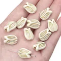 Perla a tulipano fai-da-te in acrilico bianco crema con elegante finitura dorata - Perlina a Tulipano