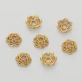 Perles intercalaires fleur ajourée dorées en cuivre 18K pour bijoux artisanaux - 6mm / 4# Style-Or
