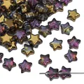 Perline di vetro a stella con finitura cangiante viola e bronzo per gioielli fai da te - 8mm, 10 Pezzi/Conf., Foro circa 1mm / Placcato Viola Oro