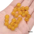 Perline rotonde in vetro arancione da 8mm per gioielli fai-da-te traslucide - 20 Pezzi/Confezione / Perlina rotonda gelatina trasparente 8mm giallo