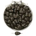 Perle retro nere a forma di goccia con motivi floreali dorati per gioielli fai-da-te - 11x18mm / Stile Goccia Piatto / Set da 35 Pezzi / Nero Dorato