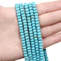 Light blue white turquoise beads with brown veins for DIY bracelet jewelry - Small Abacus Bead / 4x6mm (Approx. 91 Pcs) / Sky Blue