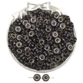 Perline acriliche vintage nere con bordo dorato per la creazione di gioielli fai da te - 10mm / Stile Tondo Piatto Forma Fiore / 50 Pezzi / Nero Dorato