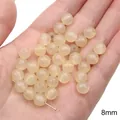 Perline di vetro beige 8mm per gioielli fai da te mostrate nel palmo della mano - 20 Pezzi/Confezione / Perlina Rotonda Gelatina Trasparente 8mm Giallo Chiaro