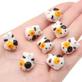 Perline di ceramica gatto calicò fatte a mano per accessori gioielli fai-da-te - Gatto Nero Giallo / 13x17mm
