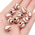 Acryl honkbal kralen in wit en rood voor DIY sieraden maken en sportieve armbanden - Beige Honkbal / Ongeveer 12mm (30 Stuks/Verpakking)