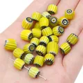 Handmade 8mm yellow striped chevron glass beads for DIY necklaces and jewelry making - 6mm (10 Pieces/Pack) / Dark Yellow