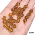 Perle tonde in vetro ambrato da 8 mm per la creazione di bracciali e collane fai-da-te - 20 Pezzi/Confezione / Perlina Rotonda Trasparente 8mm Giallo Trasparente