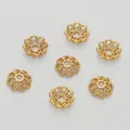 Lot de sept coupelles à perles évidées en forme de fleur plaqué or 18K pour bijoux DIY - 6mm / 10# Style-Or