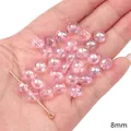DIY handmade 8mm pink translucent glass crystal beads with aurora finish for jewelry making - 20 Pieces Pack / Light Pink (8mm AB Coating Bead)