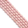 Pink oval synthetic white turquoise beads with natural marble texture for DIY jewelry - Oval Style / 8x12mm (1 String/Pack, Approx 32 Pcs) / Pink