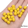 Perline a botte in acrilico giallo 8x10mm per gioielli fai-da-te su palmo - 20 Pezzi/Confezione / Perlina Dattero Piena 8x10mm Giallo