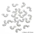 Silberne Mondsichel-Anhänger aus Legierung mit Sternenrelief für DIY-Halsketten, 19mm - Stern und Mond Stil (11x19mm) / 20er Set / Galvanisiertes Antiksilber