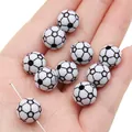 Perline da calcio in acrilico bianco e nero per la creazione di gioielli fatti a mano - Pallone da Calcio Texturizzato