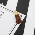 Braune Wildleder-Quaste DIY Schmuckzubehör mit goldener Metallkappe und Öse - Kaffeebraun