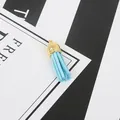 Light blue faux suede leather tassel charm with golden metal cap for DIY jewelry making - Light Blue