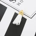 Elegant white faux suede tassel charm with polished golden metal cap for DIY jewelry - White