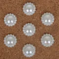 Flatback ABS sunflower imitation pearl buttons for DIY jewelry making and clothing crafts - 12mm (50 Pieces/Pack) / Off White