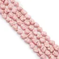 Pink synthetic turquoise loose beads with natural brown veins for DIY jewelry making - Irregular Stone Style / 9x11mm Approx (1 String/Pack, Approx 34 Pcs) / Pink
