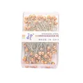 Goldfarbene Stecknadeln mit Rundkopf in transparenter Box aus rostfreiem Edelstahl - Kugeldurchmesser 4mm Nadellänge 38mm / 100 Stk/Box / Galvanisiertes Roségold