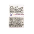 Edelstahl-Stecknadeln mit Metallic-Finish in transparenter Box für DIY-Näharbeiten - Kugeldurchmesser 4mm Nadellänge 38mm / 100 Stk/Box / Elektroplattiertes Silberweiß