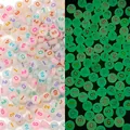 Luminous 7mm flat round acrylic number beads for DIY jewelry making in dark environment - Luminous White Color Number Flat Bead