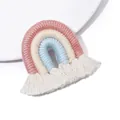 Handmade rainbow woven cotton tassel pendant in pink, cream, and light blue for bags - 1 Piece/Pack (45x40x8mm) / Color 4