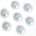 Flatback light blue sunflower ABS imitation pearl buttons for DIY jewelry making - 12mm (50 Pieces/Pack) / Light Blue