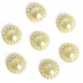 Sunflower style cream ABS imitation pearl buttons for DIY jewelry making, 7 pieces pack - 12mm (50 Pieces/Pack) / Light Yellow