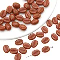 Perla di caffè in acrilico marrone con linea rossa per creazione gioielli DIY - 30 Pezzi/Confezione (11x8mm) / Caffè Traccia Rossa
