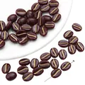 Perline chicchi di caffè in acrilico marrone scuro con bordo dorato per gioielli DIY - 30 Pezzi/Confezione (11x8mm) / Marrone Rossastro Traccia Dorata
