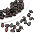 Acrylic coffee bean beads in black and copper finish for DIY jewelry and crafts - 30 Pieces/Pack (11x8mm) / Black Red Traced