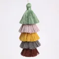 Five-layer multi-color tiered tassel pendant with white rope for bags and keys - Style 19 (FXO030-MT10) / Multi-color Gradient
